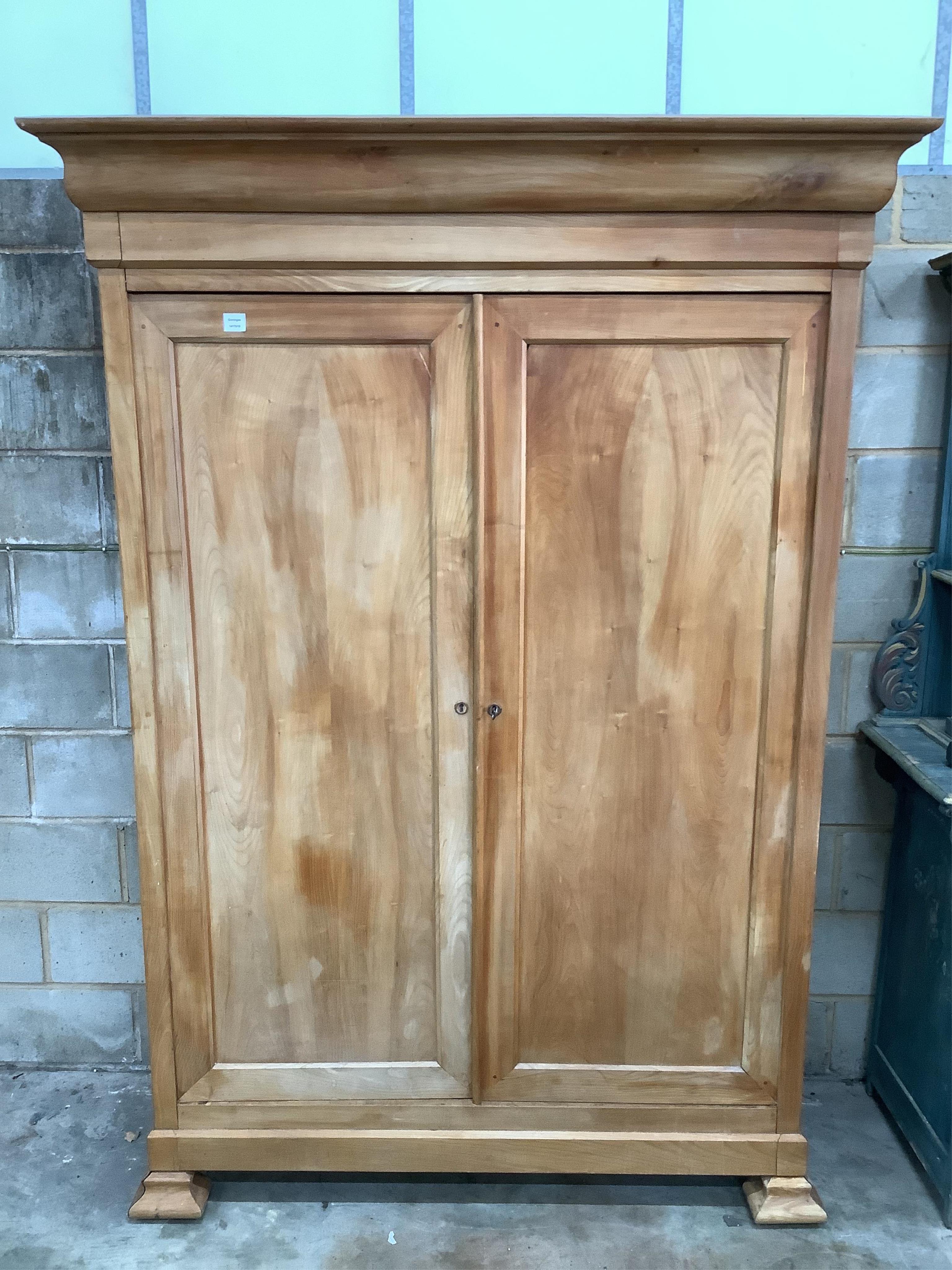 A 19th century French cherry armoire, width 156cm, depth 60cm, height 222cm
